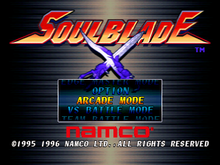 Soul Blade title screen for Playstation